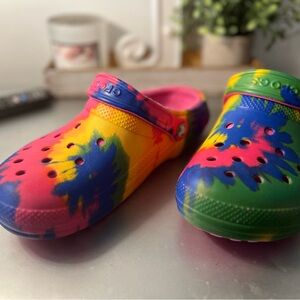 Tie-dye crocs